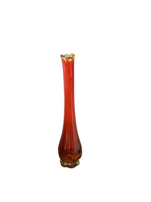 Swung Vase/L.E. Smith Glass/ Vintage Swag Art/ MCM Orange Vase