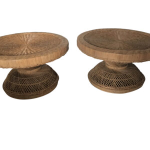 Vintage Peacock Wicker TABLES. Emmanuelle. Rare Find! Rattan Tables (2)