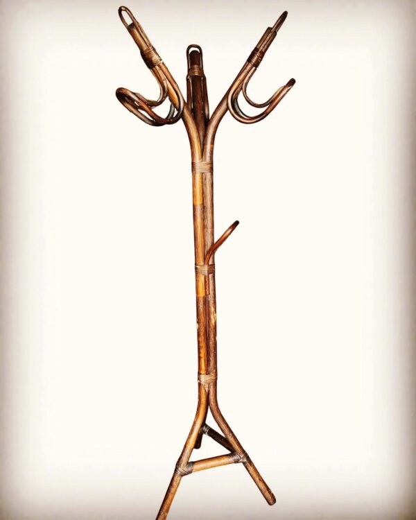 Franco Albini Style Vintage Rattan Coat Rack