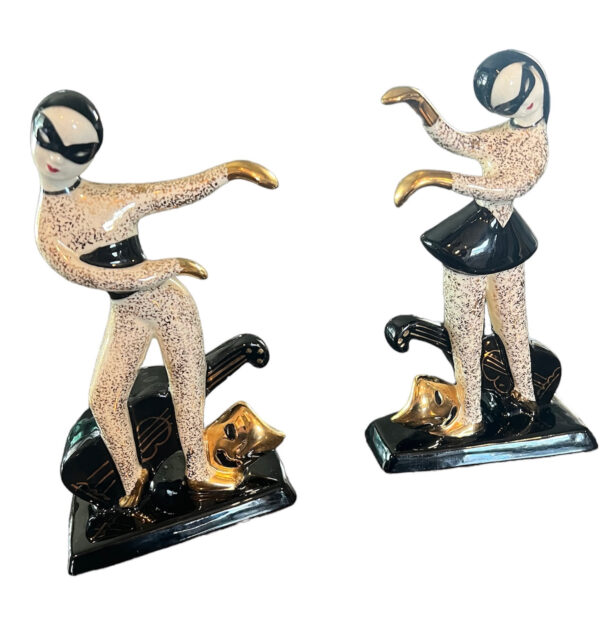 Harlequin ‘Two Face’ Figurines, Lefton W1379. Hedi Schoop Figurines - Rare Find - Image 3