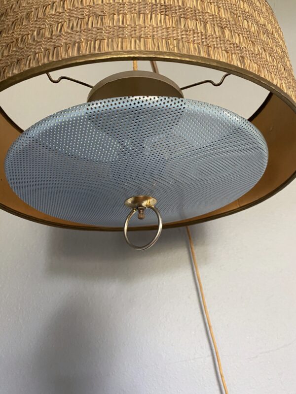 MCM Counterweight Hanging Lamp / Mid Century Modern Drum Light - Image 6