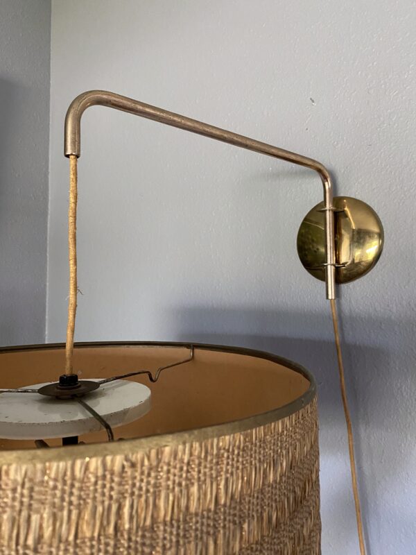 MCM Counterweight Hanging Lamp / Mid Century Modern Drum Light - Image 5