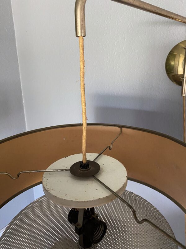 MCM Counterweight Hanging Lamp / Mid Century Modern Drum Light - Image 3