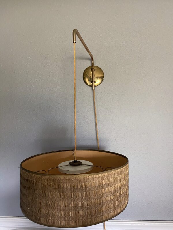 MCM Counterweight Hanging Lamp / Mid Century Modern Drum Light - Image 2