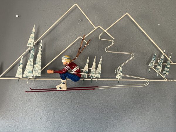 Rare Curtis Jeré Metal Wall Sculpture Signed, Alpine Skier Modern Wall Art