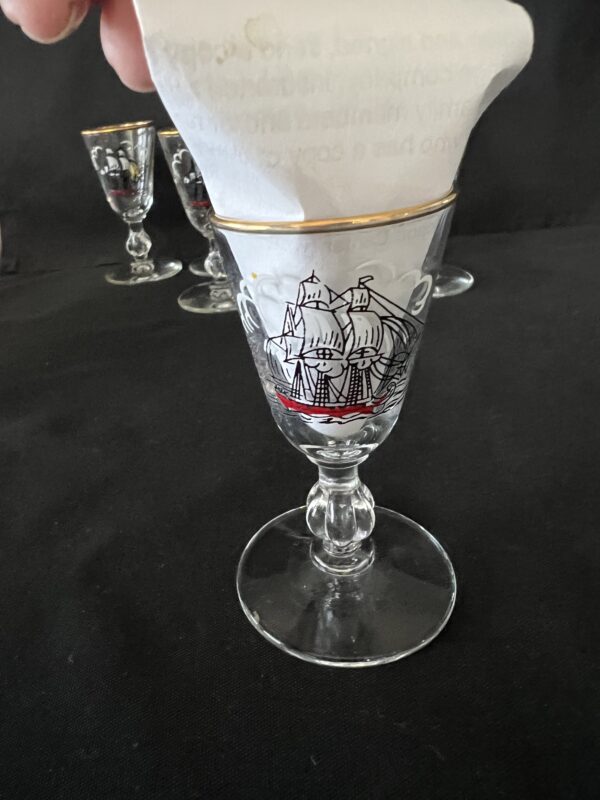 Vintage Libbey Cordial Glasses/ Set of 8 Original Box/ MCM Sherry Glass - Image 3