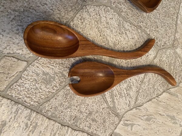 Monkey Pod Salad Serving Set RARE Large Salad Platter w/8 Serving Bowls - Image 5