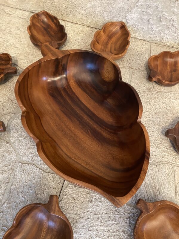 Monkey Pod Salad Serving Set RARE Large Salad Platter w/8 Serving Bowls - Image 6