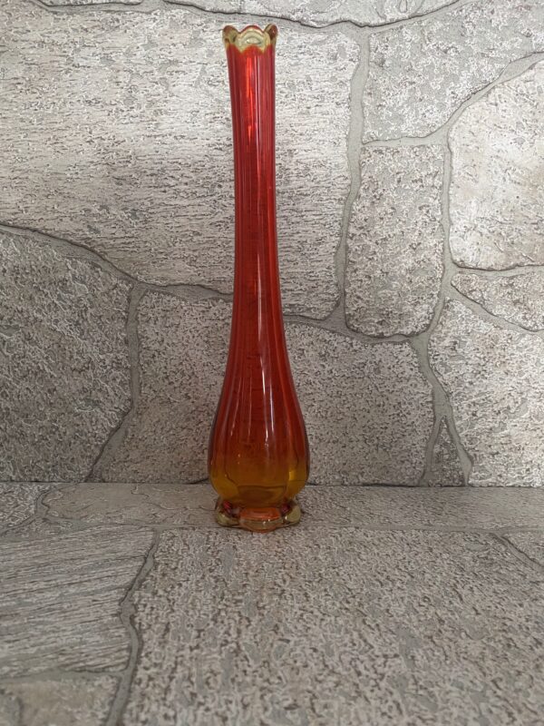 Swung Vase/L.E. Smith Glass/ Vintage Swag Art/ MCM Orange Vase - Image 3