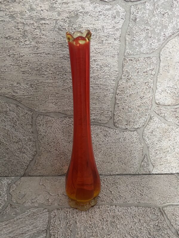 Swung Vase/L.E. Smith Glass/ Vintage Swag Art/ MCM Orange Vase - Image 4