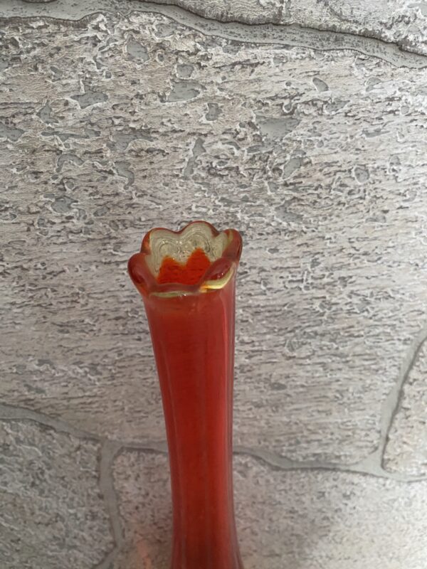 Swung Vase/L.E. Smith Glass/ Vintage Swag Art/ MCM Orange Vase - Image 5