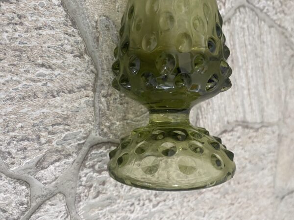 MCM Swung Vase/Fenton Green Glass Hobnail/MCM Green Vase - Image 7