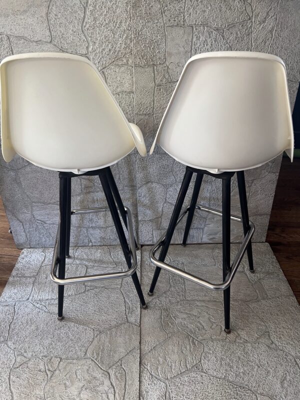 Pair of Vintage Mid-Century Modern Swivel Molded Plastic Bar Stools  Eames Style - Image 5