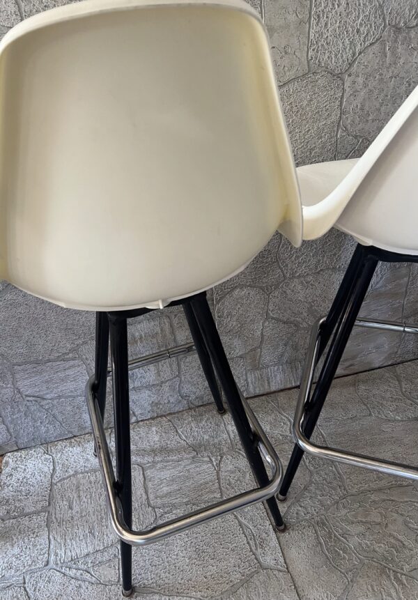 Pair of Vintage Mid-Century Modern Swivel Molded Plastic Bar Stools  Eames Style - Image 6
