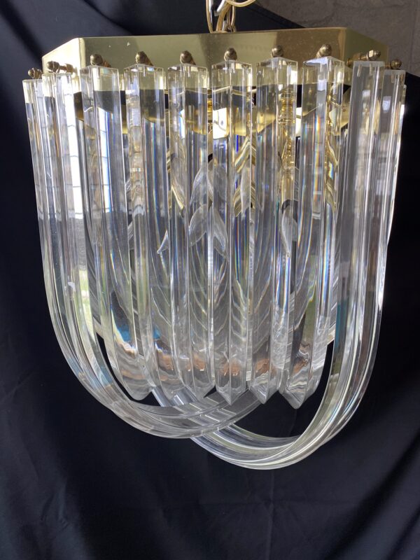 Hollywood Regency Lucite Ribbon Chandelier / Vintage Lucite Swag Light Fixture - Image 7