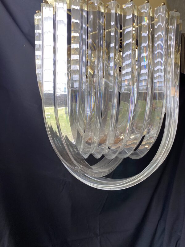 Hollywood Regency Lucite Ribbon Chandelier / Vintage Lucite Swag Light Fixture - Image 8
