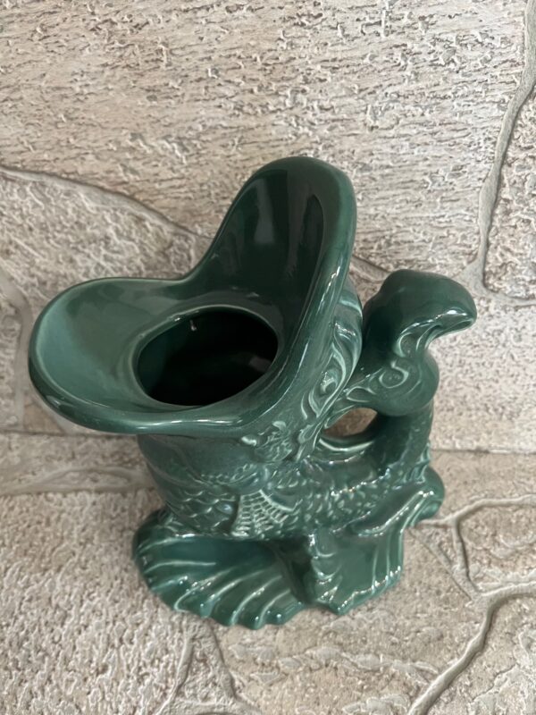 Vintage Emerald Green Gurgling Fish Sculpture / Koi Fish Vase - Image 2