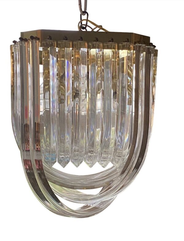 Hollywood Regency Lucite Ribbon Chandelier / Vintage Lucite Swag Light Fixture - Image 9