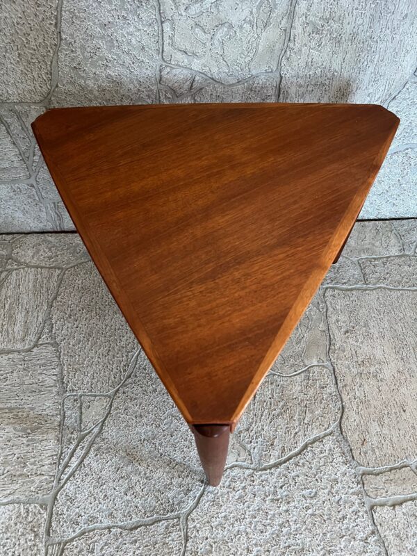 Dux MCM Triangle Teak Nesting Tables/ Mid Century Modern Teak Nesting End Tables - Image 11