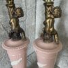 Pink Porcelain Ceramic Cherub Lamp Pair / Hollywood Regency Pink Ceramic - Image 7