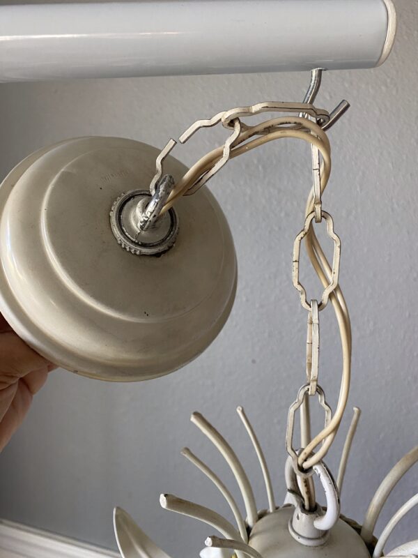 Vintage 1960’s Tole Painted Metal Floral Chandelier/ Metal Floral Sculptured - Image 3