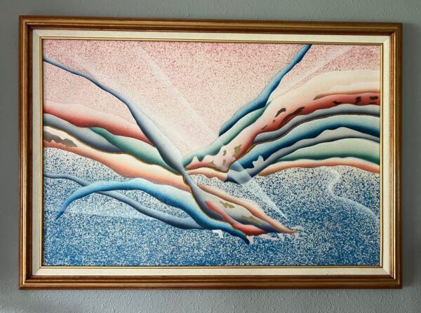 Vintage Abstract Art Deco Original Painting/ Hollywood Regency Art