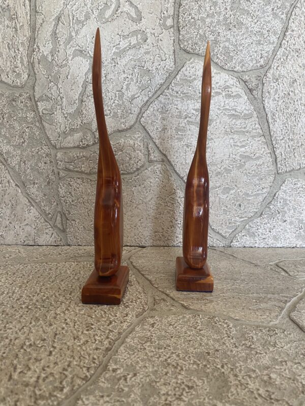 MCM Danish Teak Crane- Herons Set / Vintage Solid Teak Bird Statues / Danish Mod - Image 5