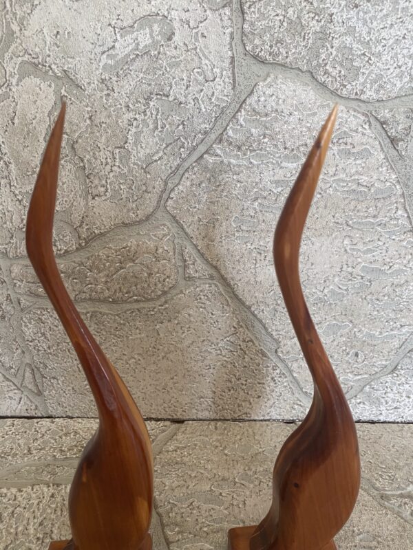MCM Danish Teak Crane- Herons Set / Vintage Solid Teak Bird Statues / Danish Mod - Image 4