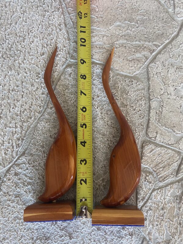 MCM Danish Teak Crane- Herons Set / Vintage Solid Teak Bird Statues / Danish Mod - Image 3