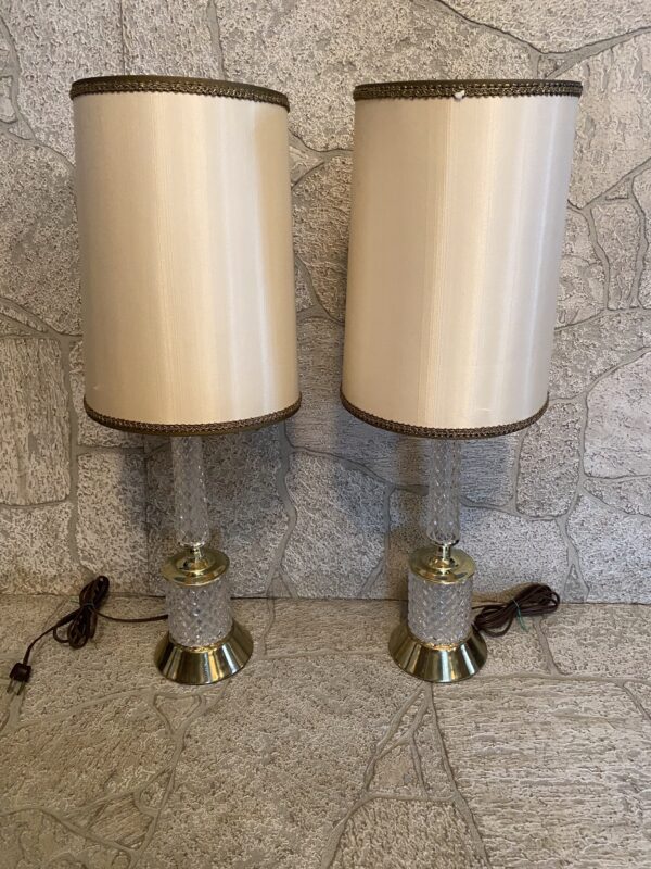Pair (2) Vintage Cut Crystal Lamps with Original Shade - Image 10