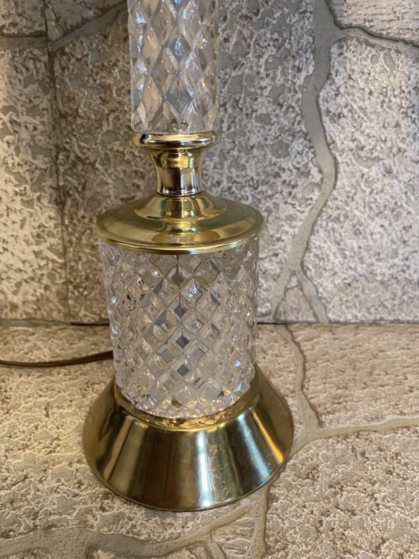 Pair (2) Vintage Cut Crystal Lamps with Original Shade - Image 2