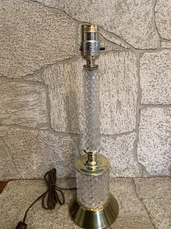 Pair (2) Vintage Cut Crystal Lamps with Original Shade - Image 5