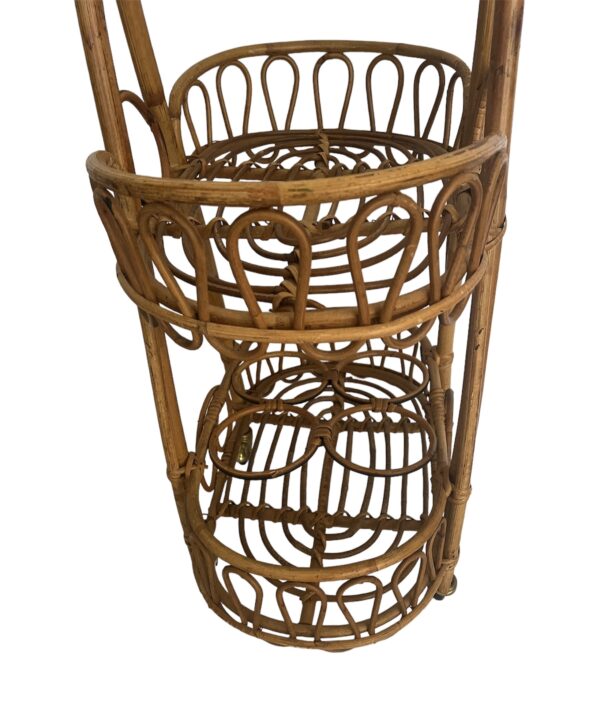 Vintage Italian Rattan Bar Cart/Trolley Franco Albini Riviera Style 1950s Tiki B - Image 6