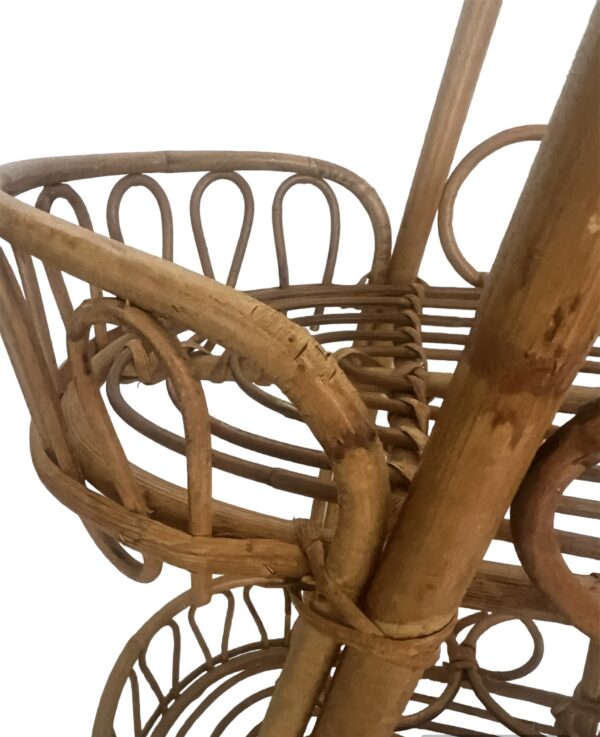 Vintage Italian Rattan Bar Cart/Trolley Franco Albini Riviera Style 1950s Tiki B - Image 8