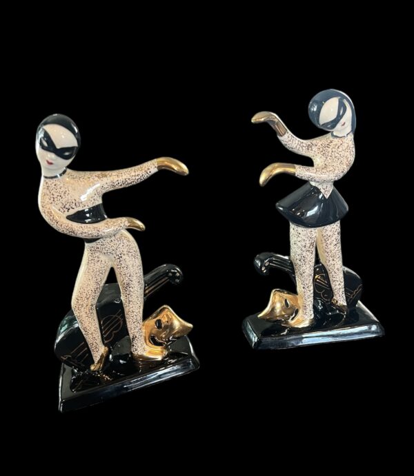 Harlequin ‘Two Face’ Figurines, Lefton W1379. Hedi Schoop Figurines - Rare Find - Image 4