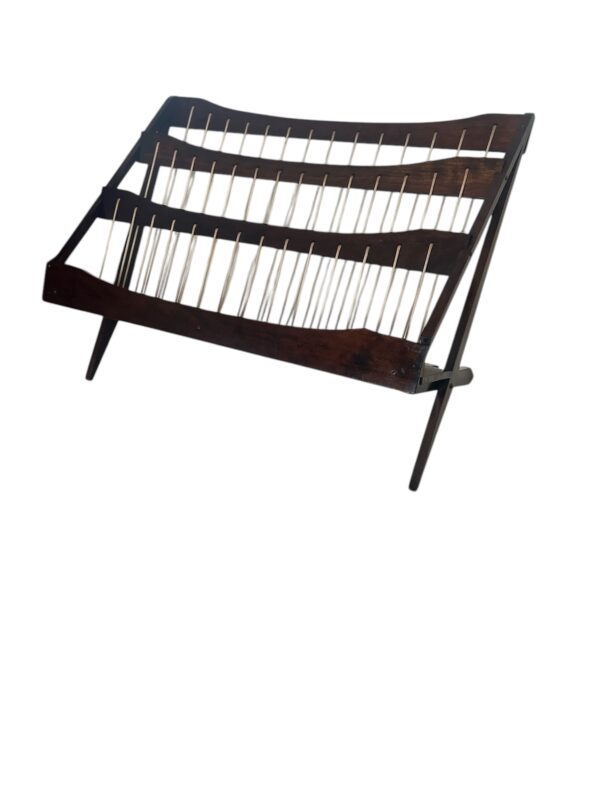 Mid Century Modern Teak & Rope Magazine Rack / MCM Teak Newspaper Rack - Image 3