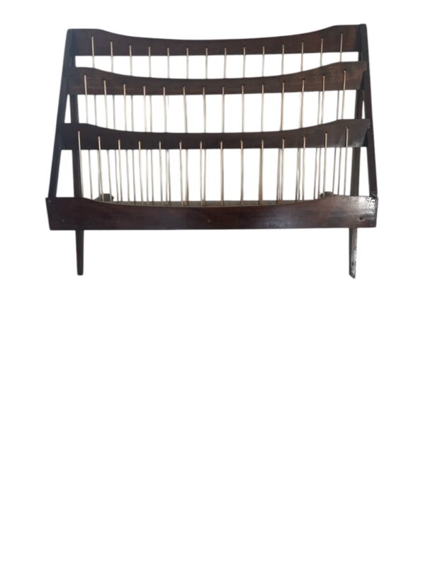 Mid Century Modern Teak & Rope Magazine Rack / MCM Teak Newspaper Rack - Image 4