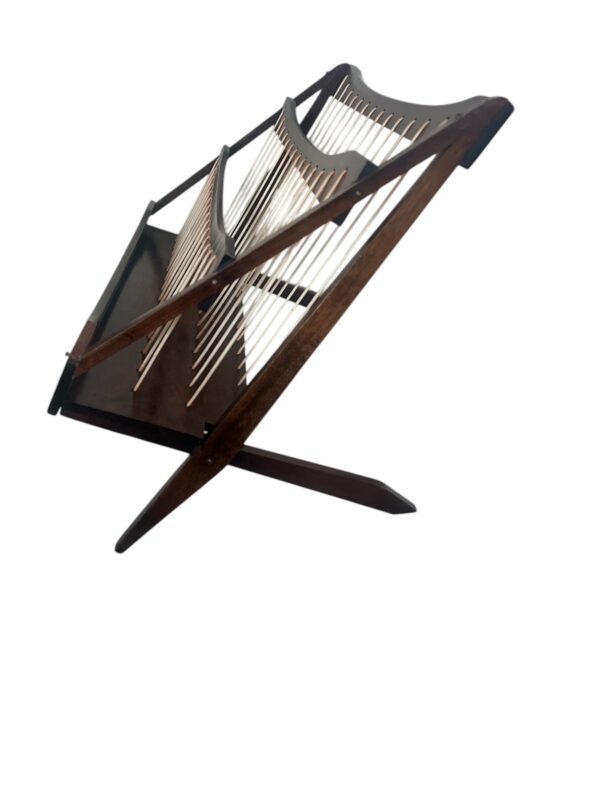 Mid Century Modern Teak & Rope Magazine Rack / MCM Teak Newspaper Rack - Image 7