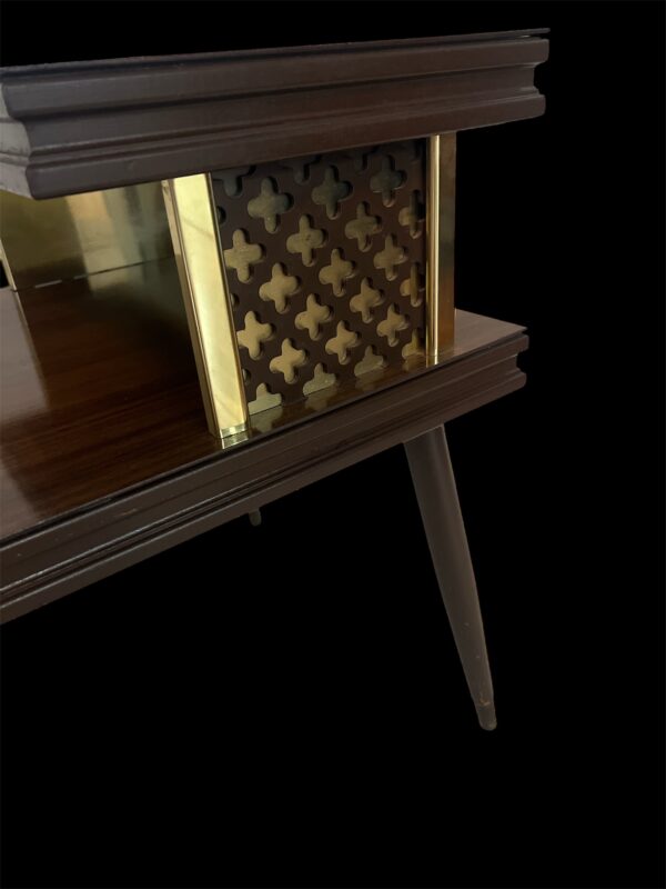 Two Tiered Vintage End Table With Brass Accents / Retro Step End Table - Image 6