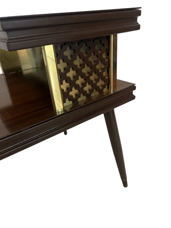 Two Tiered Vintage End Table With Brass Accents / Retro Step End Table - Image 7