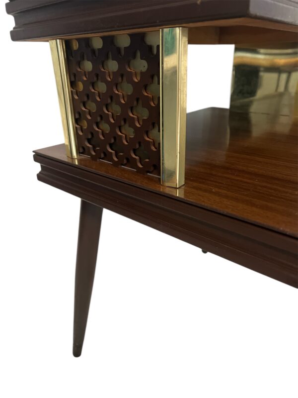 Two Tiered Vintage End Table With Brass Accents / Retro Step End Table - Image 8