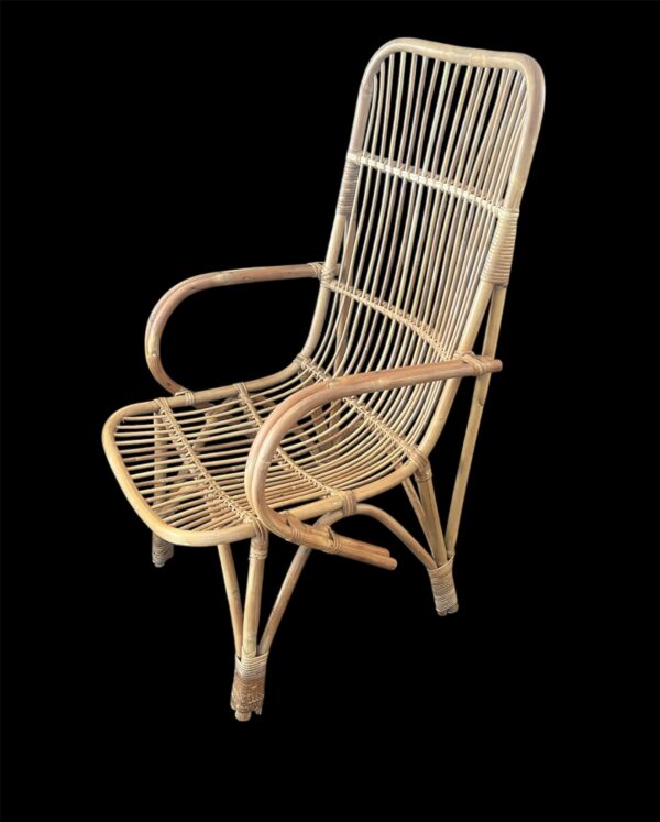 Italian Bamboo and Rattan Lounge Chair / Franco Albini Style - Image 3