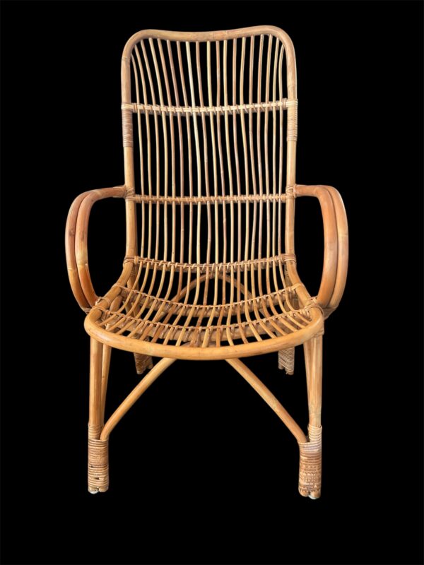Italian Bamboo and Rattan Lounge Chair / Franco Albini Style - Image 7