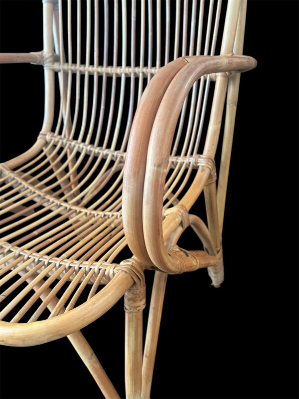 Italian Bamboo and Rattan Lounge Chair / Franco Albini Style - Image 8