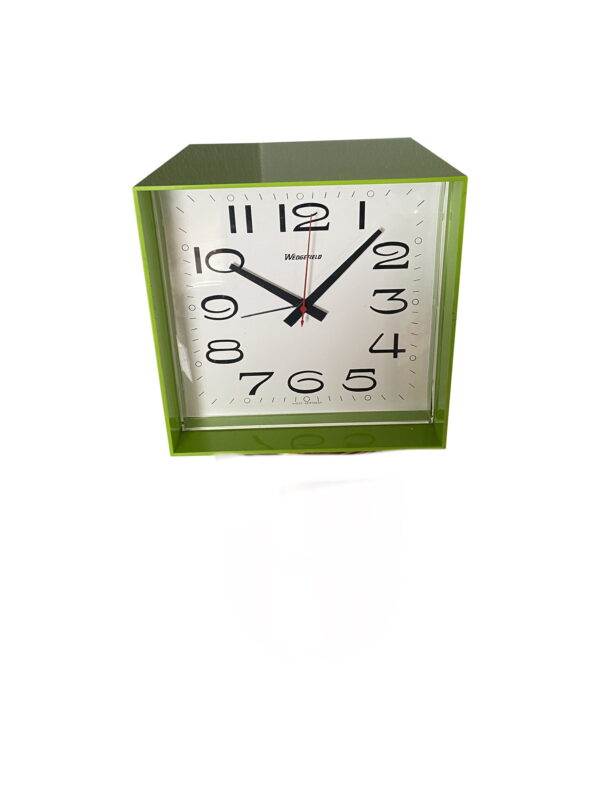 Vintage Wedgefield Cube Clock / West Germany Lime Green Mod Cube Clock/ 60s Mod