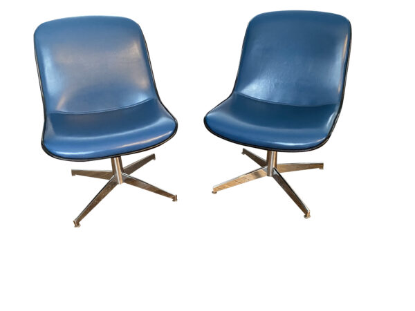 PAIR Mid Century Modern Steelcase Office Chairs/Pollock Style Faux Leather