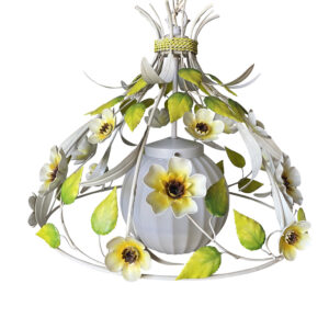 Vintage 1960’s Tole Painted Metal Floral Chandelier/ Metal Floral Sculptured