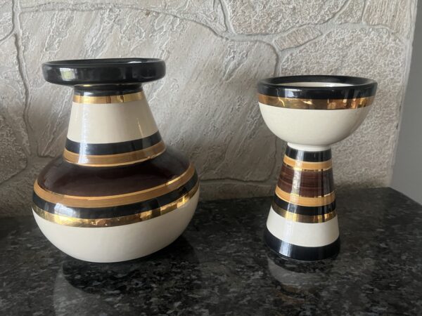 Vintage Rosenthal Netter Vase & Candle Holder – Italian Ceramic RARE Set – MCM Striped Pottery /Hand Painted Mid Century Decor Made in Italy - Image 11