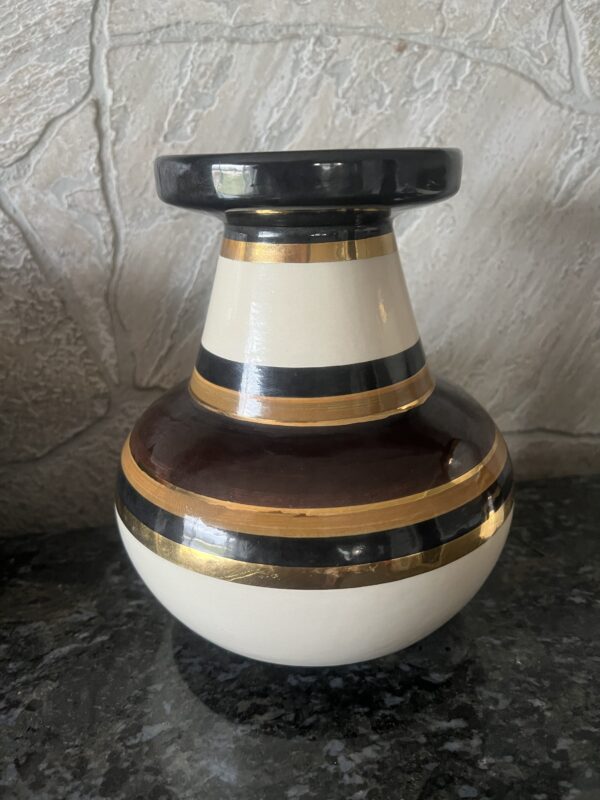 Vintage Rosenthal Netter Vase & Candle Holder – Italian Ceramic RARE Set – MCM Striped Pottery /Hand Painted Mid Century Decor Made in Italy - Image 8