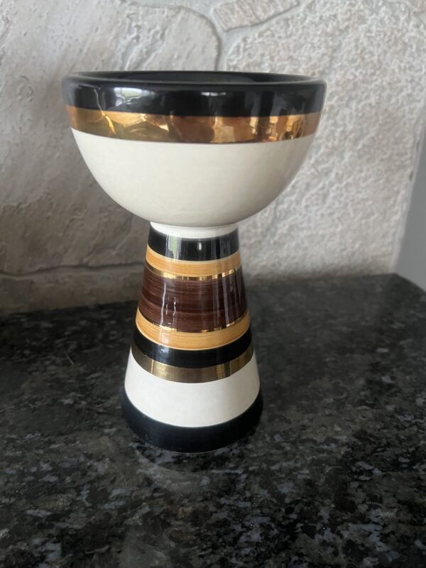 Vintage Rosenthal Netter Vase & Candle Holder – Italian Ceramic RARE Set – MCM Striped Pottery /Hand Painted Mid Century Decor Made in Italy - Image 5